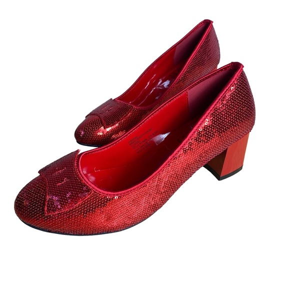 SOLD -- of Oz Dorothy's Ruby Red Slippers Shoes Cosplay Halloween LARGE 9-10 NEW - Picture 10 of 12